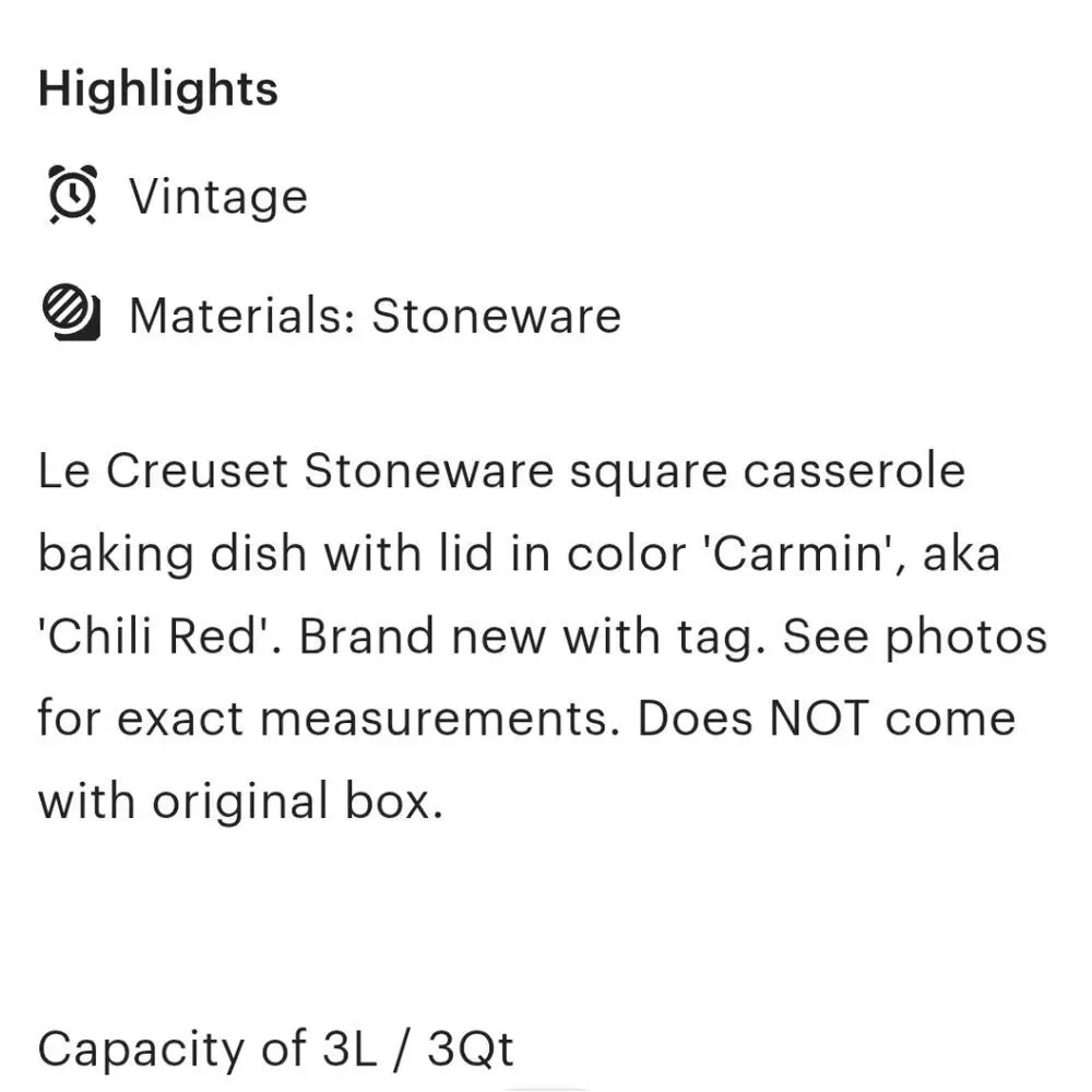 Le‎ Creuset Stoneware Classic 3QT Square Covered Baking Dish- Carmin